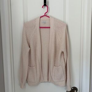 American Eagle Cream Open Front Knit Sweater
